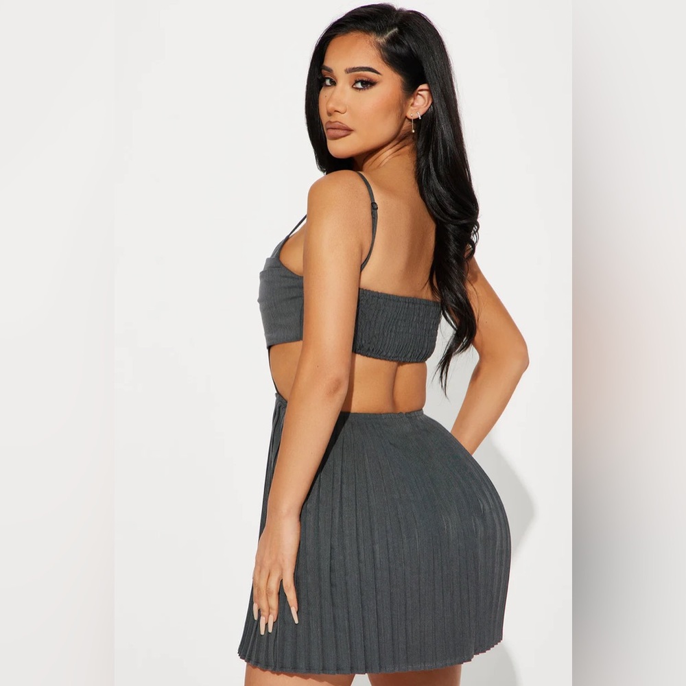 Fashion nova - Serena Twill Mini Dress - Grey - Picture 3 of 4